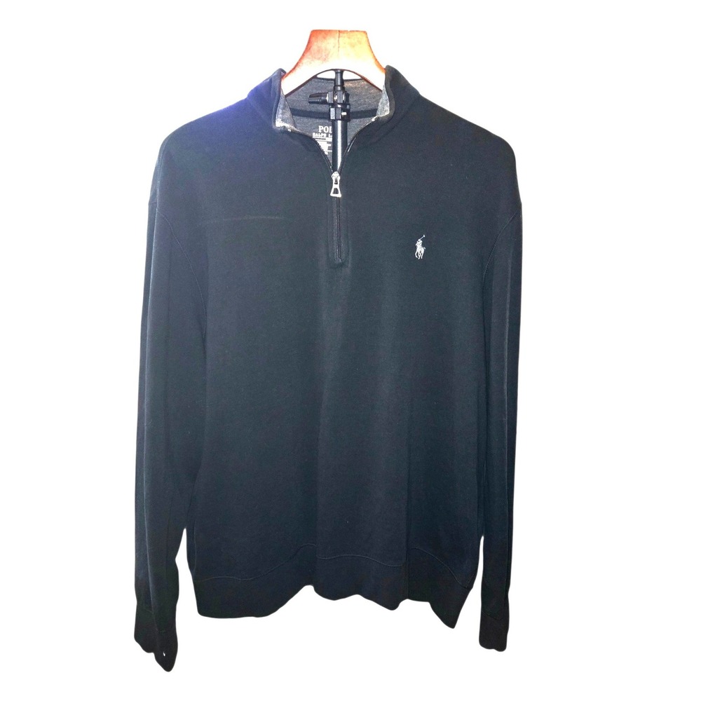 Polo Ralph Lauren Performance Quarter Zip Pullover Mens Large Black Mock Neck